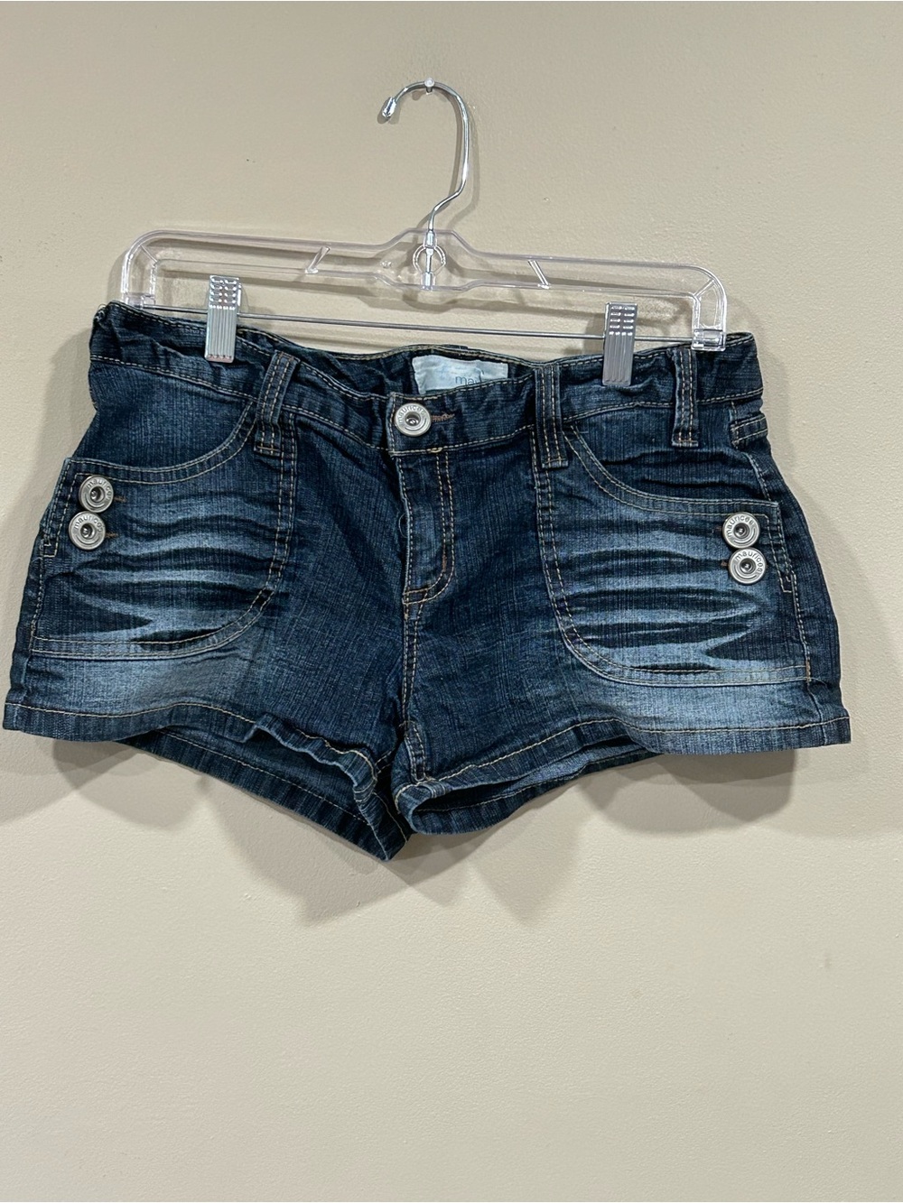 Maurices Women’s Dark Blue Denim Shorts with Button Accent